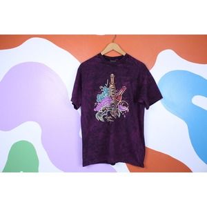 Keehn Scenes Shirt Wine Adult Medium or Large Acid Wash Cotton Purple